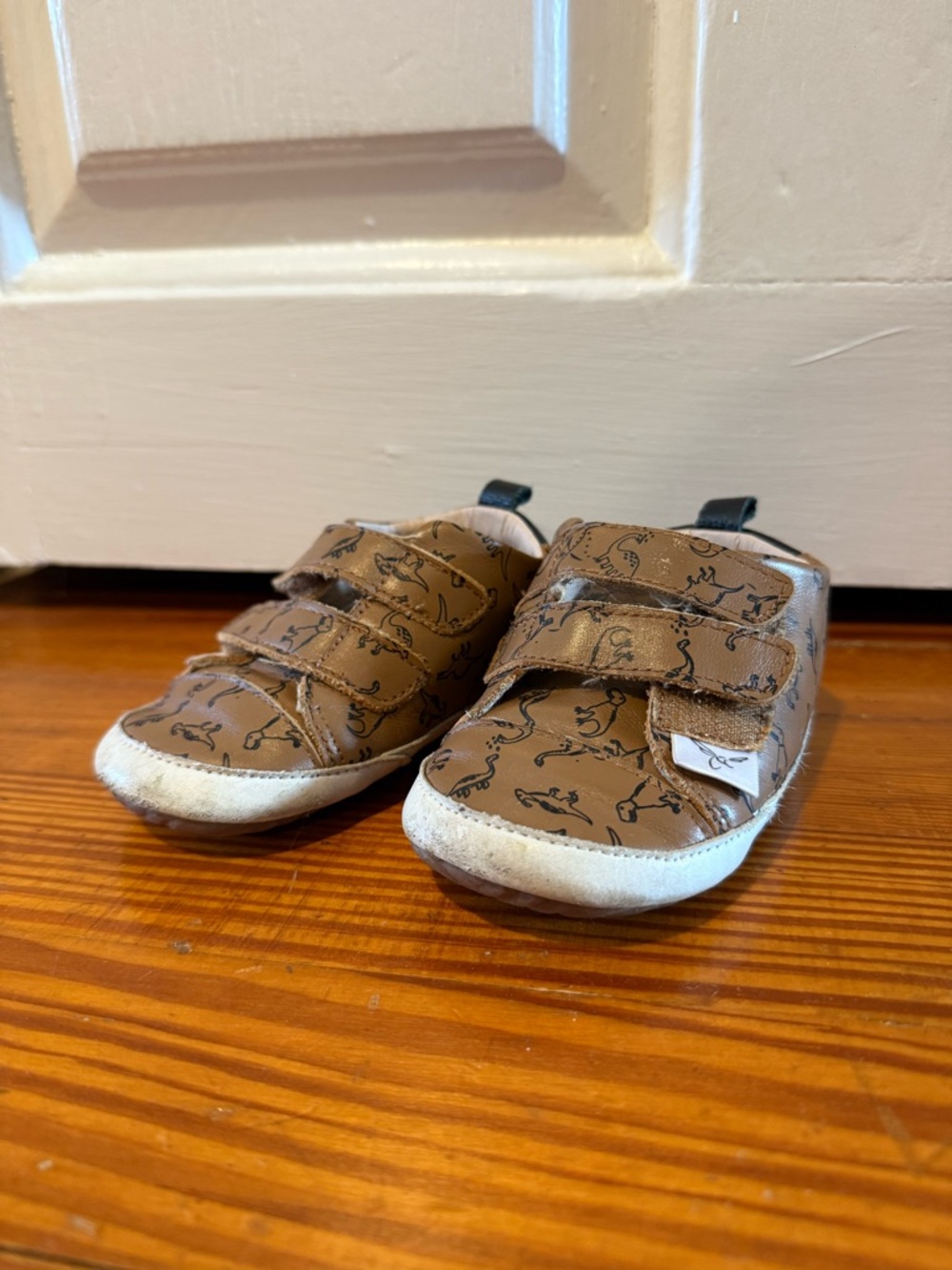 Little Love Bug Toddler Brown Dino Print Velcro Shoes